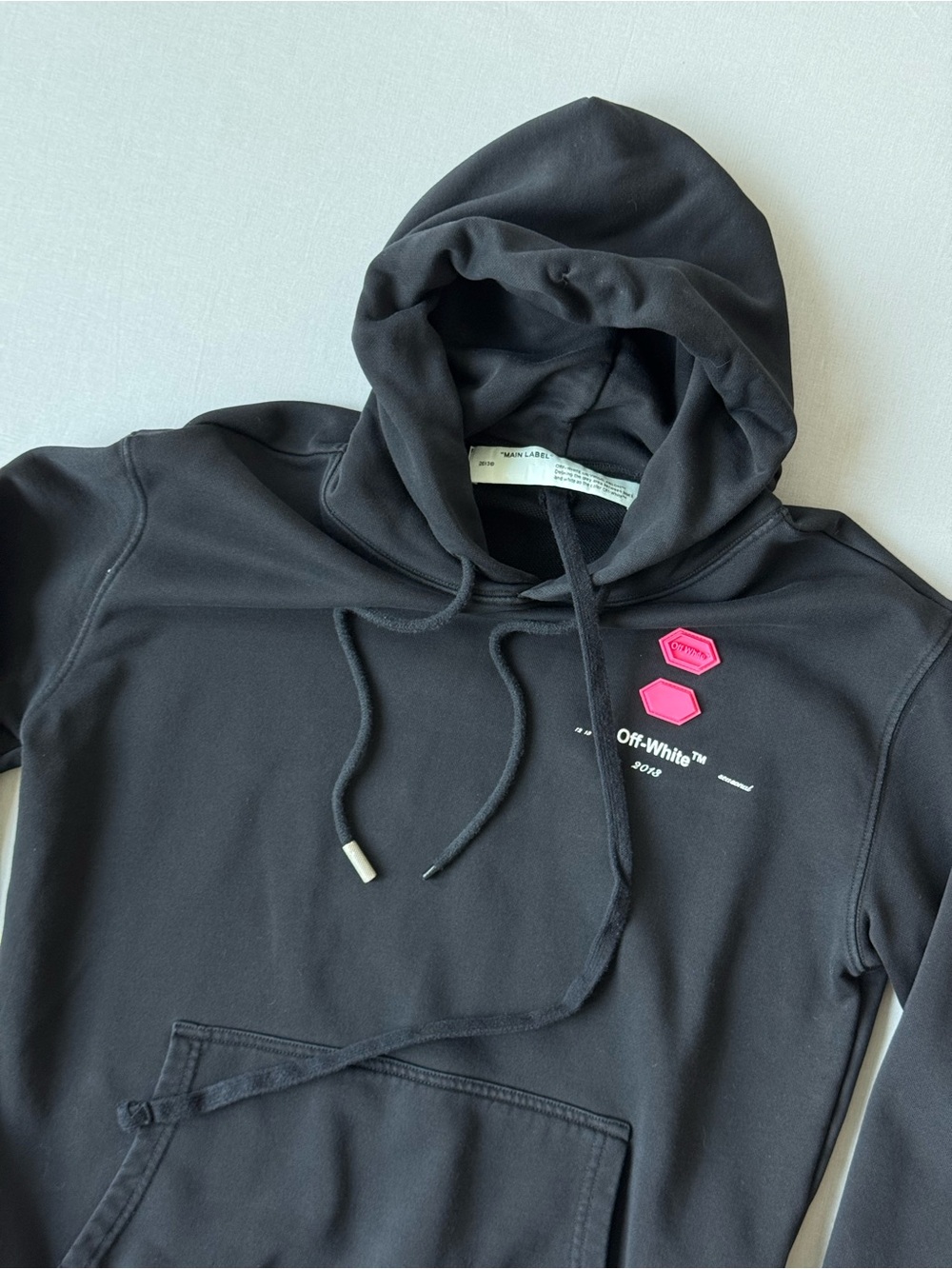 Off-White c/o Virgil Abloh Hoodie with Pink Hex Logo and White Scribble Back - Picture 5 of 9